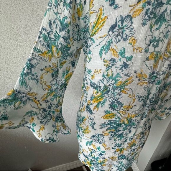 Counterparts Floral Blouse Pullover Bell Sleeves Tunic SZ L - Picture 4 of 11